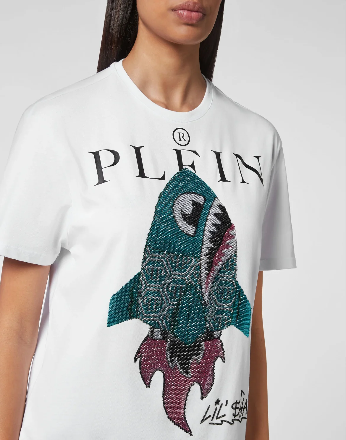 T-shirt Round Neck SS Man Fit Monsters with Crystals, цвет: Белый