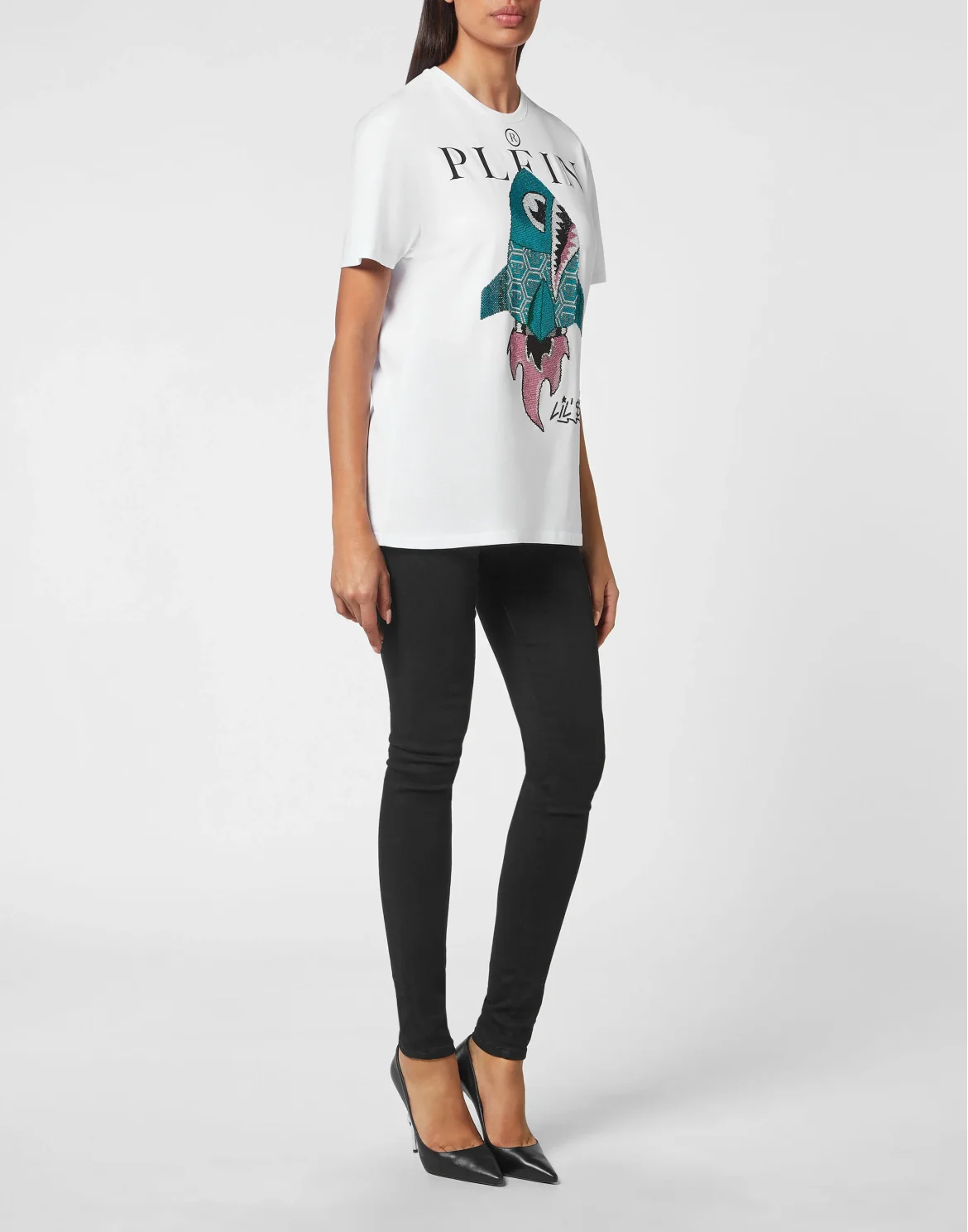 T-shirt Round Neck SS Man Fit Monsters with Crystals, цвет: Белый