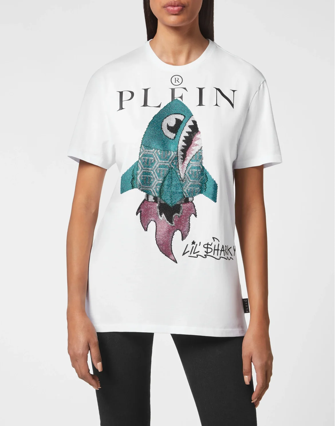 T-shirt Round Neck SS Man Fit Monsters with Crystals, цвет: Белый