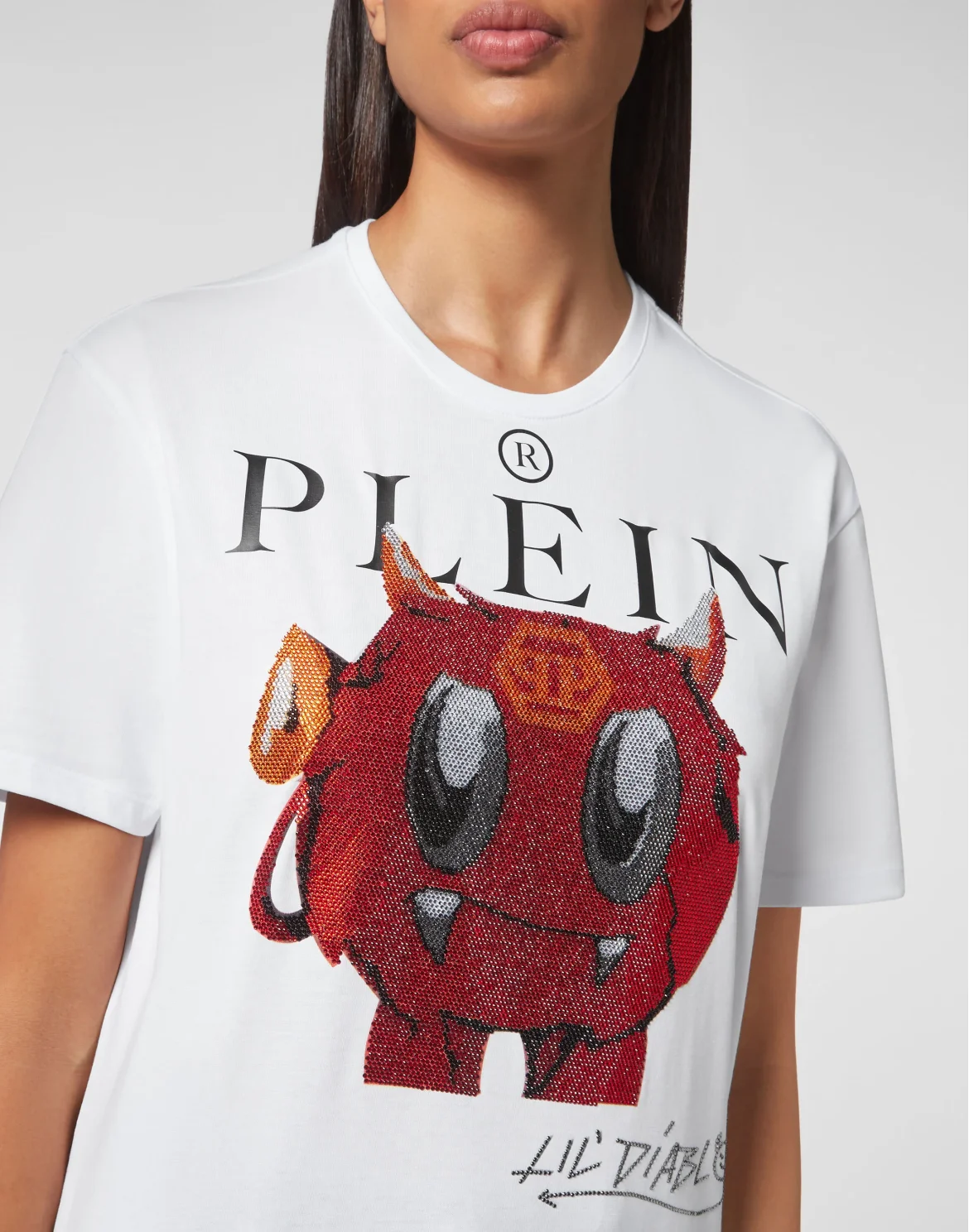 T-shirt Round Neck SS Man Fit Monsters with Crystals, цвет: Белый