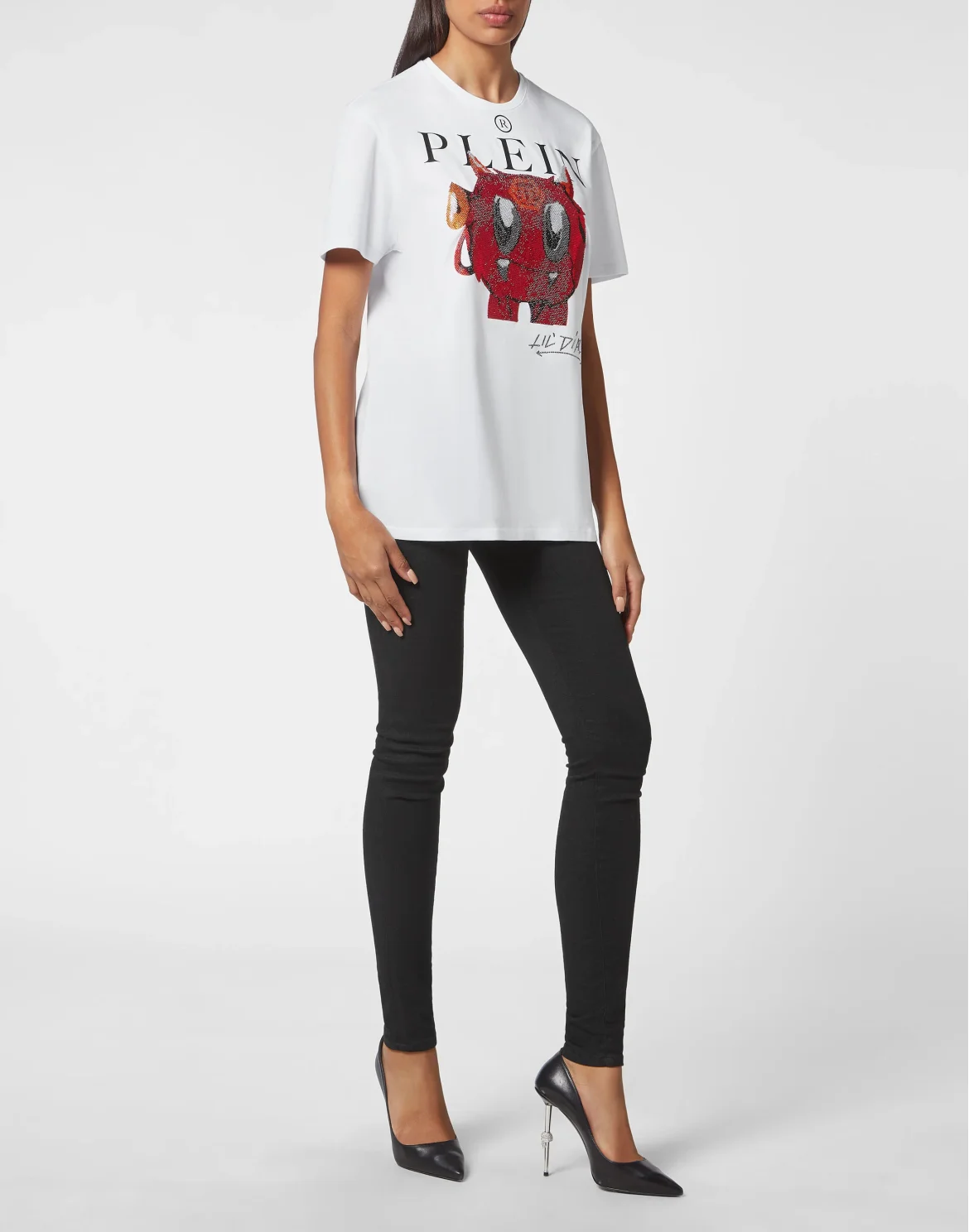 T-shirt Round Neck SS Man Fit Monsters with Crystals, цвет: Белый