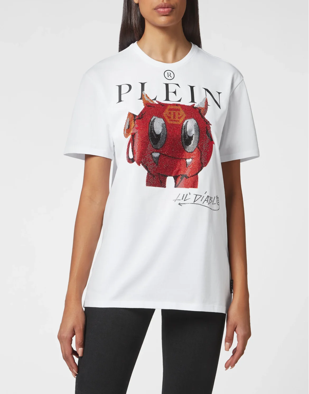 T-shirt Round Neck SS Man Fit Monsters with Crystals, цвет: Белый