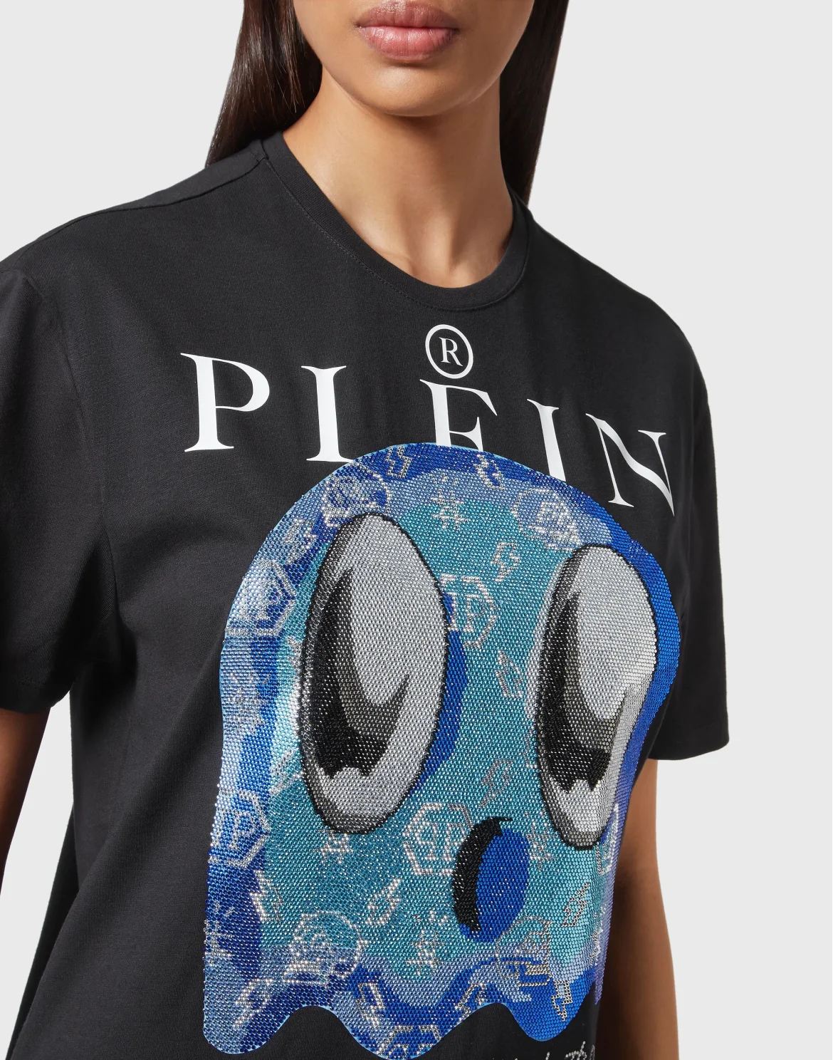 T-shirt Round Neck SS Man Fit Monsters with Crystals, цвет: Черный