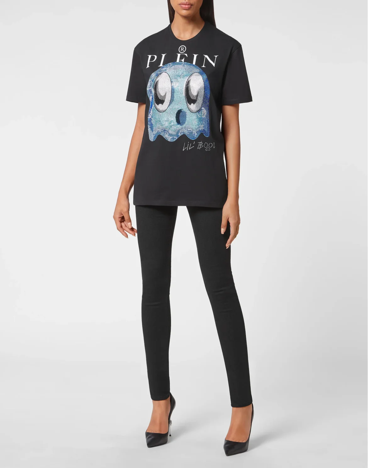 T-shirt Round Neck SS Man Fit Monsters with Crystals, цвет: Черный