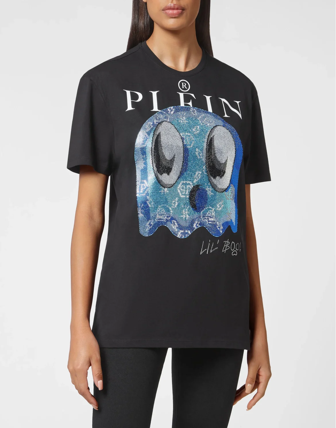 T-shirt Round Neck SS Man Fit Monsters with Crystals, цвет: Черный