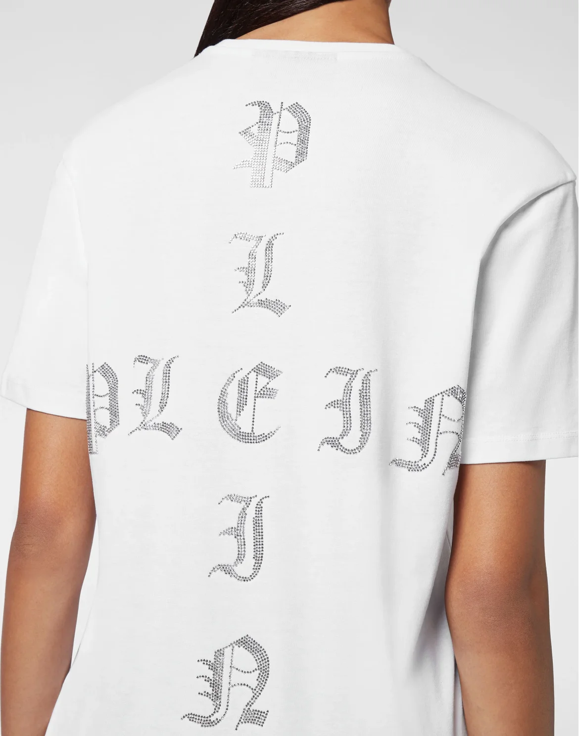 T-shirt Round Neck SS Man Fit Gothic Plein with Crystals, цвет: Белый