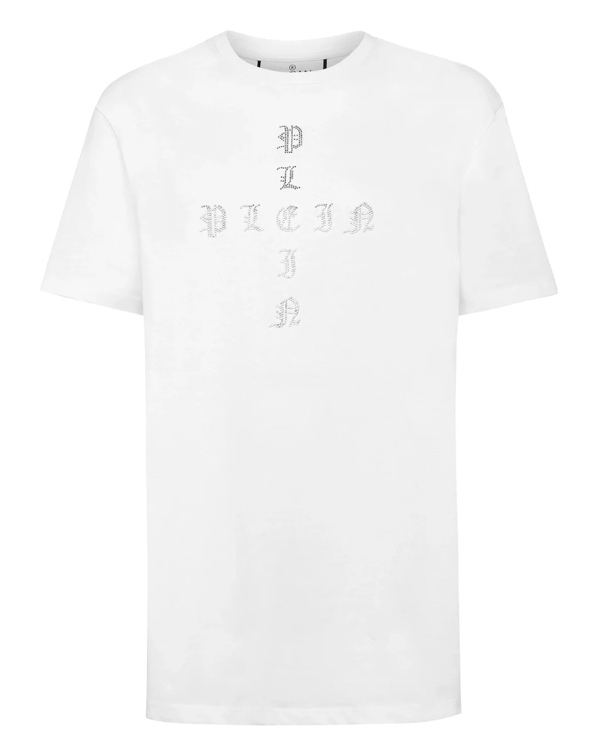 T-shirt Round Neck SS Man Fit Gothic Plein with Crystals, цвет: Белый