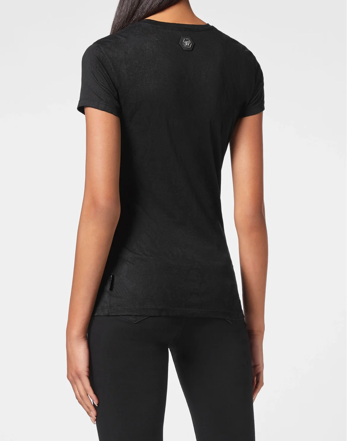 T-shirt Round Neck SS Sexy Pure Fit with Crystals, цвет: Черный