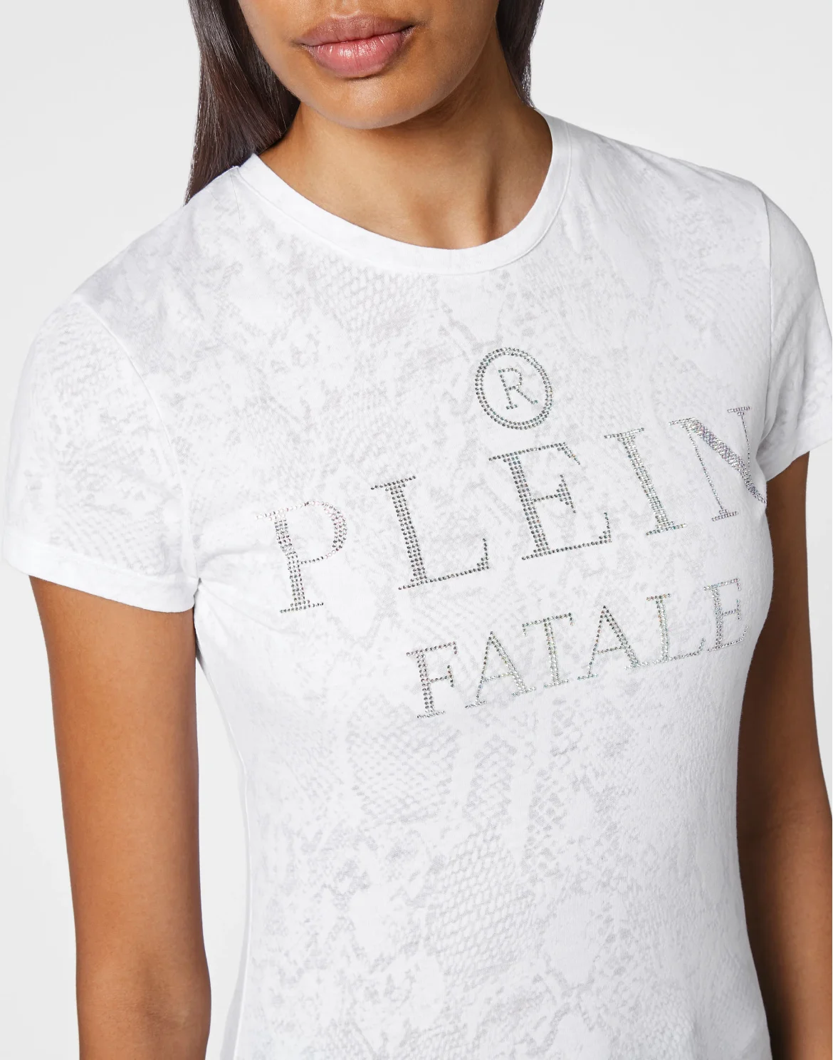 T-shirt Round Neck SS Sexy Pure Fit with Crystals, цвет: Белый