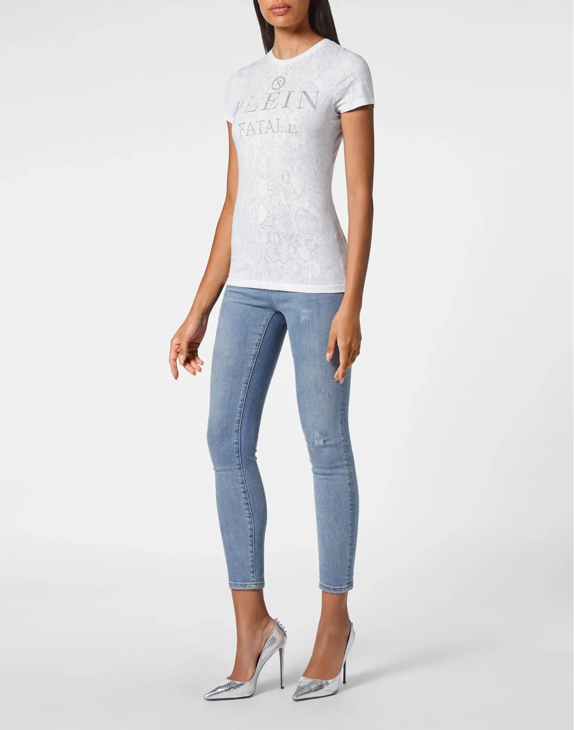 T-shirt Round Neck SS Sexy Pure Fit with Crystals, цвет: Белый