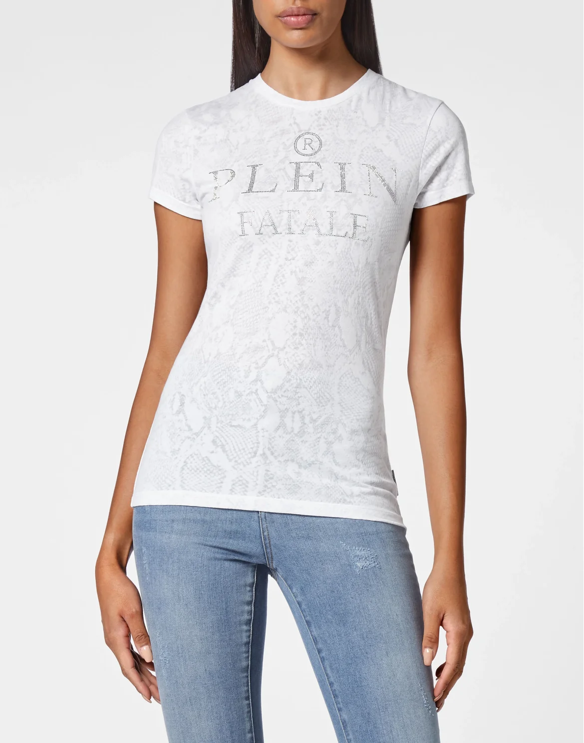 T-shirt Round Neck SS Sexy Pure Fit with Crystals, цвет: Белый