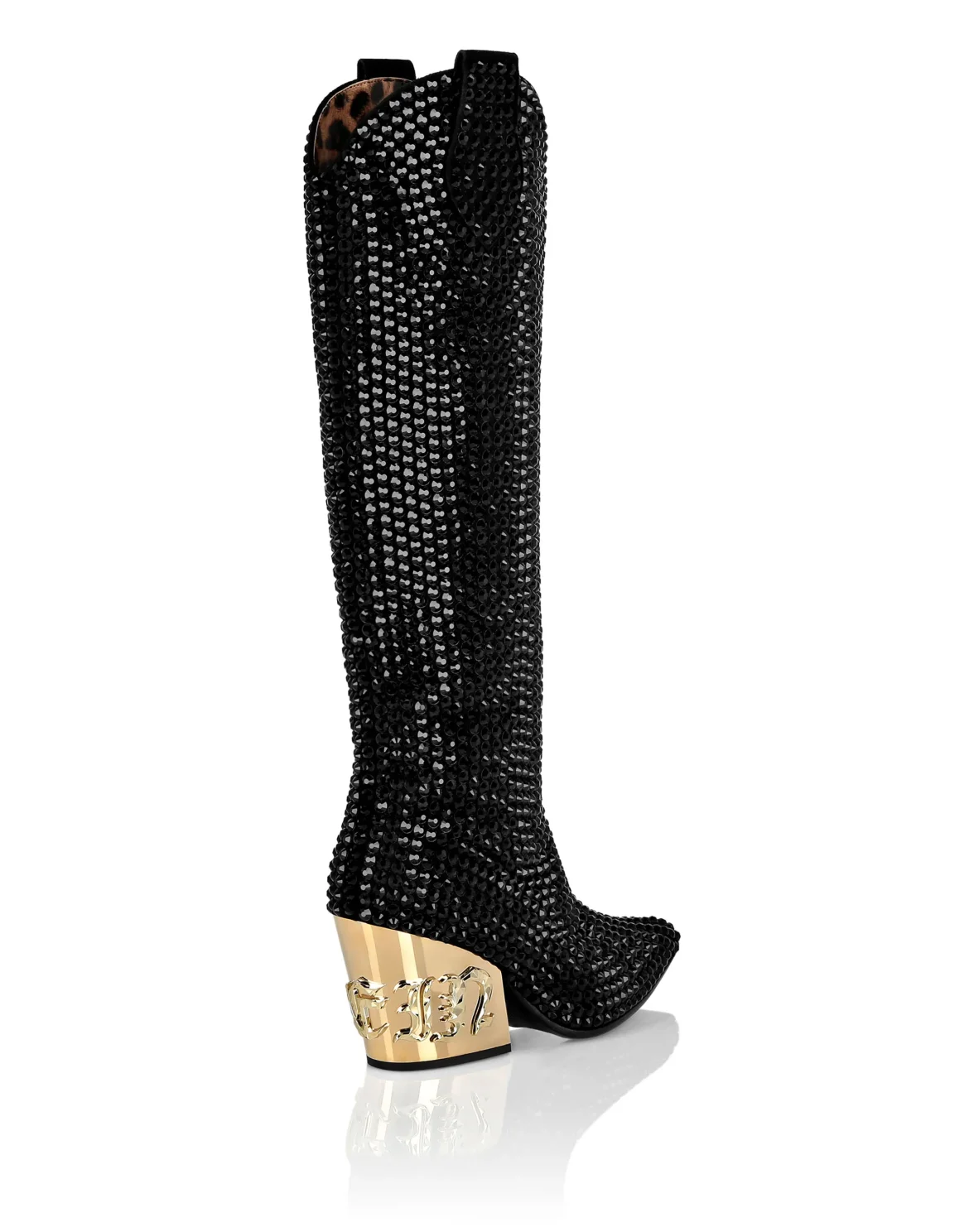 CowBoy Mid-Heel Boots  Gothic Plein with Crystals, цвет: Черный
