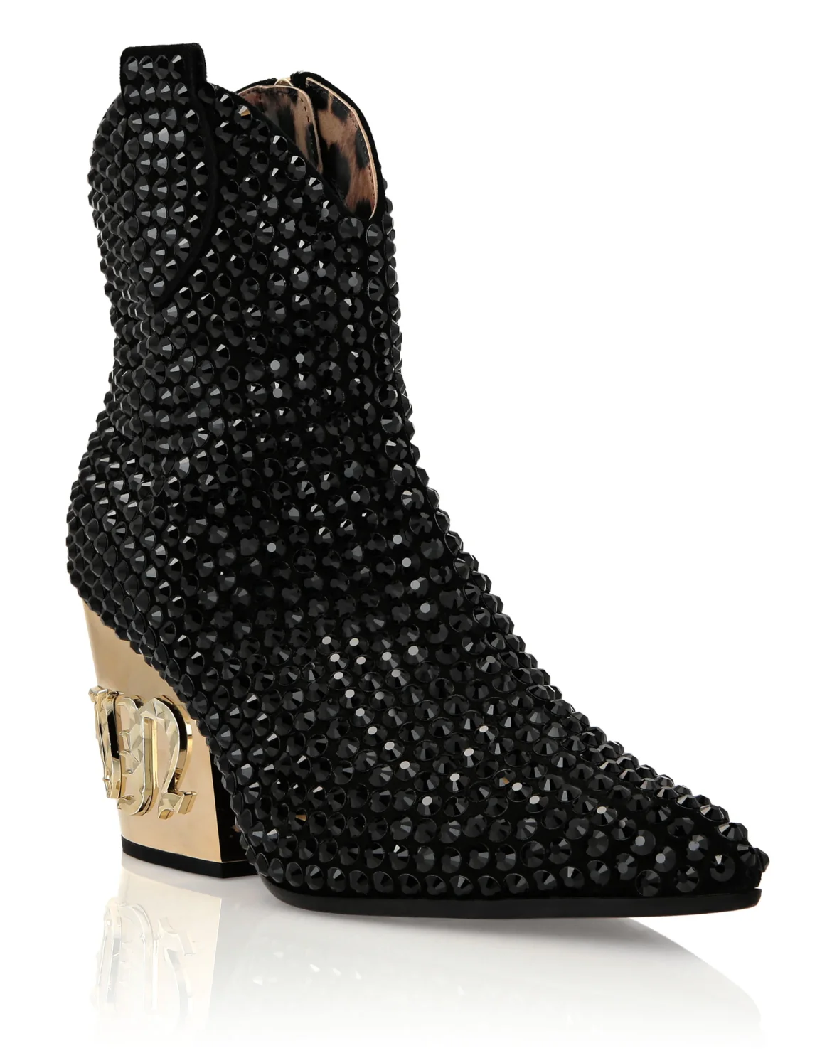 CowBoy Mid-Heel Boots  Gothic Plein with Crystals, цвет: Черный