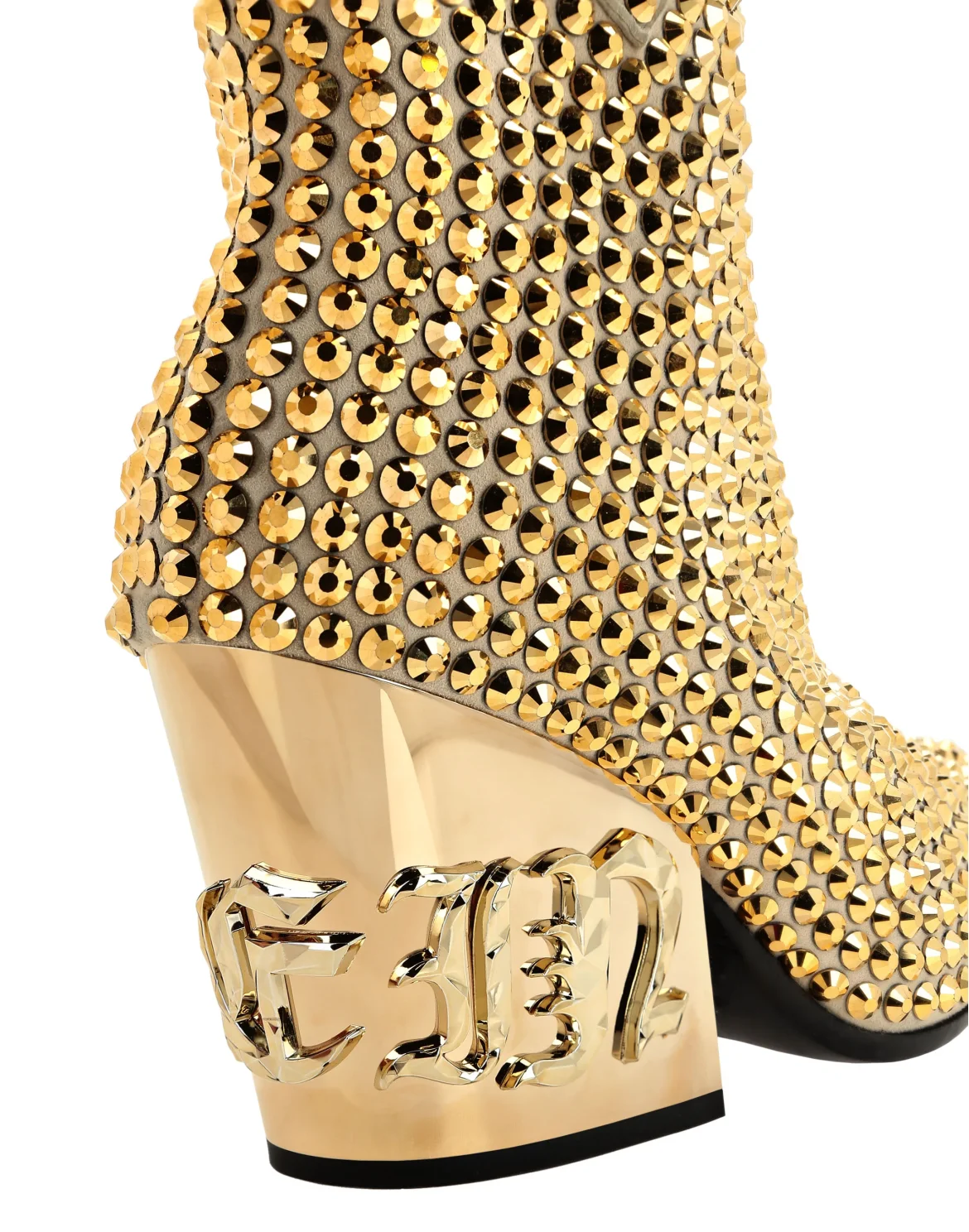 CowBoy Mid-Heel Boots  Gothic Plein with Crystals, цвет: Золотой