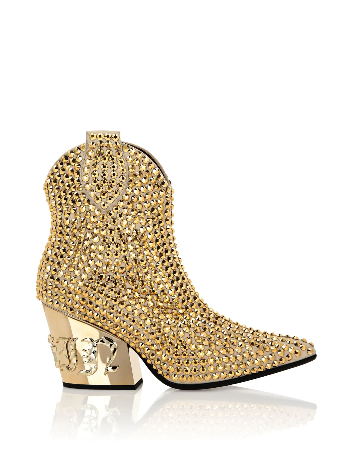 CowBoy Mid-Heel Boots  Gothic Plein with Crystals, цвет: Золотой