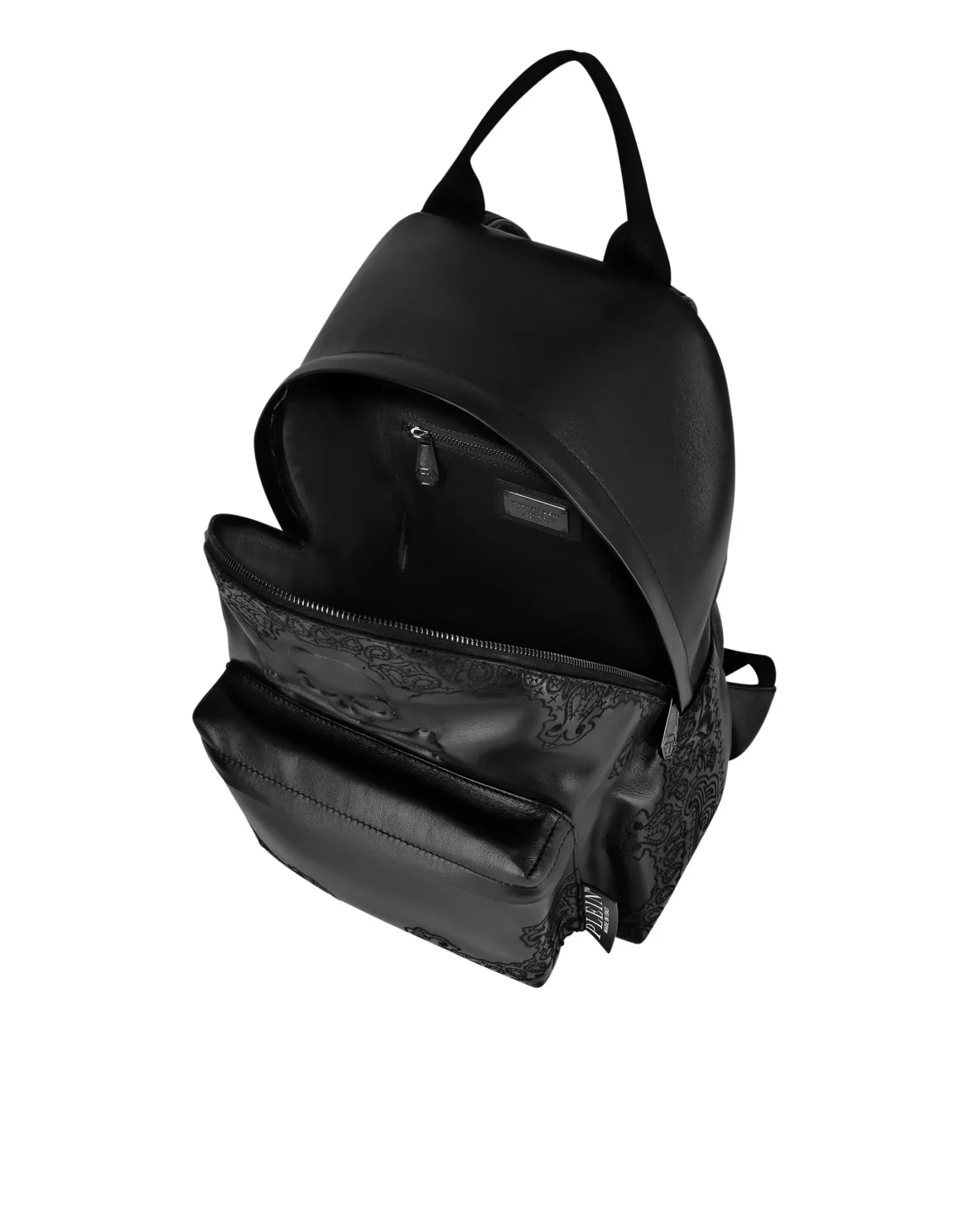 Embroidered Leather Backpack Paisley, цвет: Черный