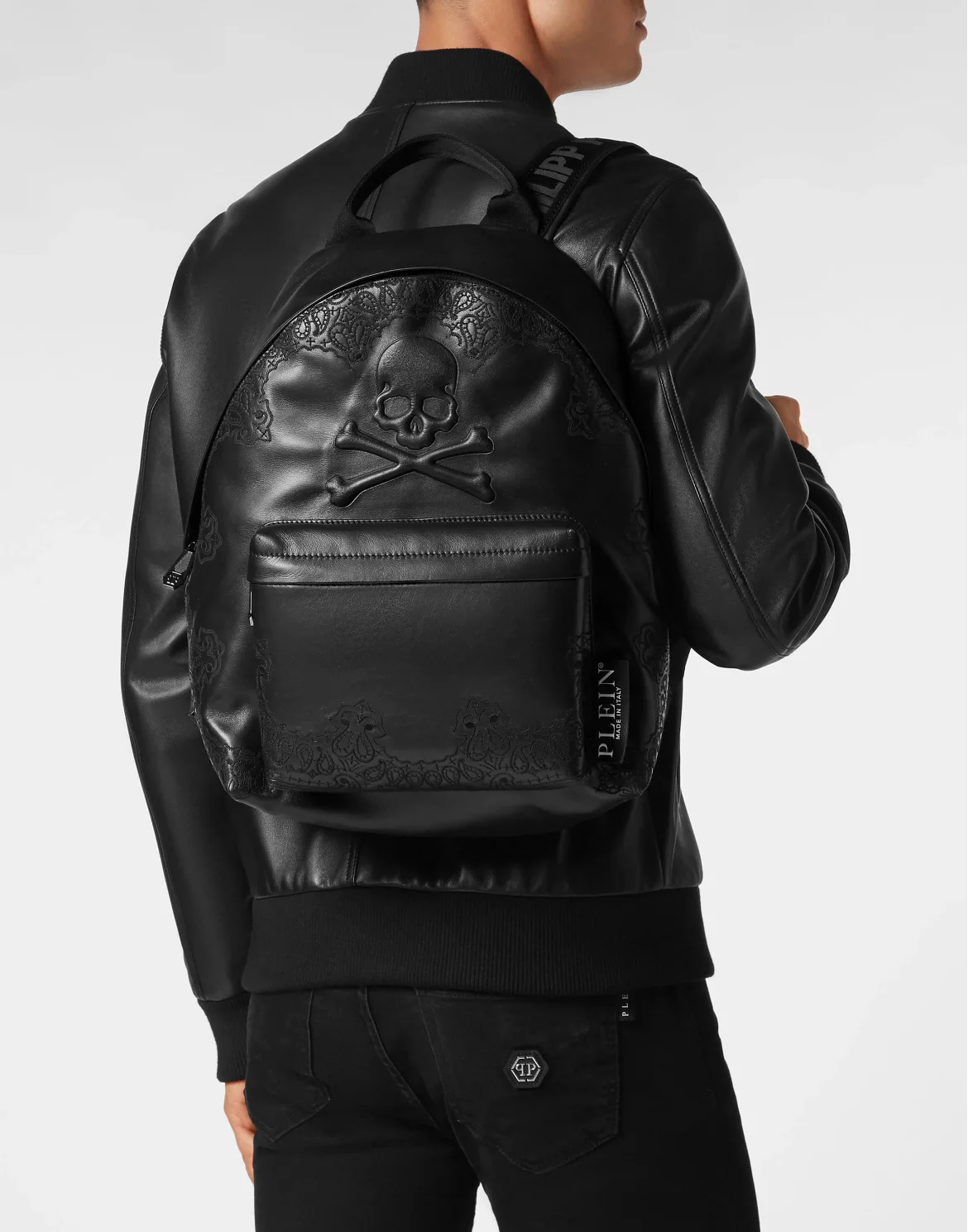 Embroidered Leather Backpack Paisley, цвет: Черный