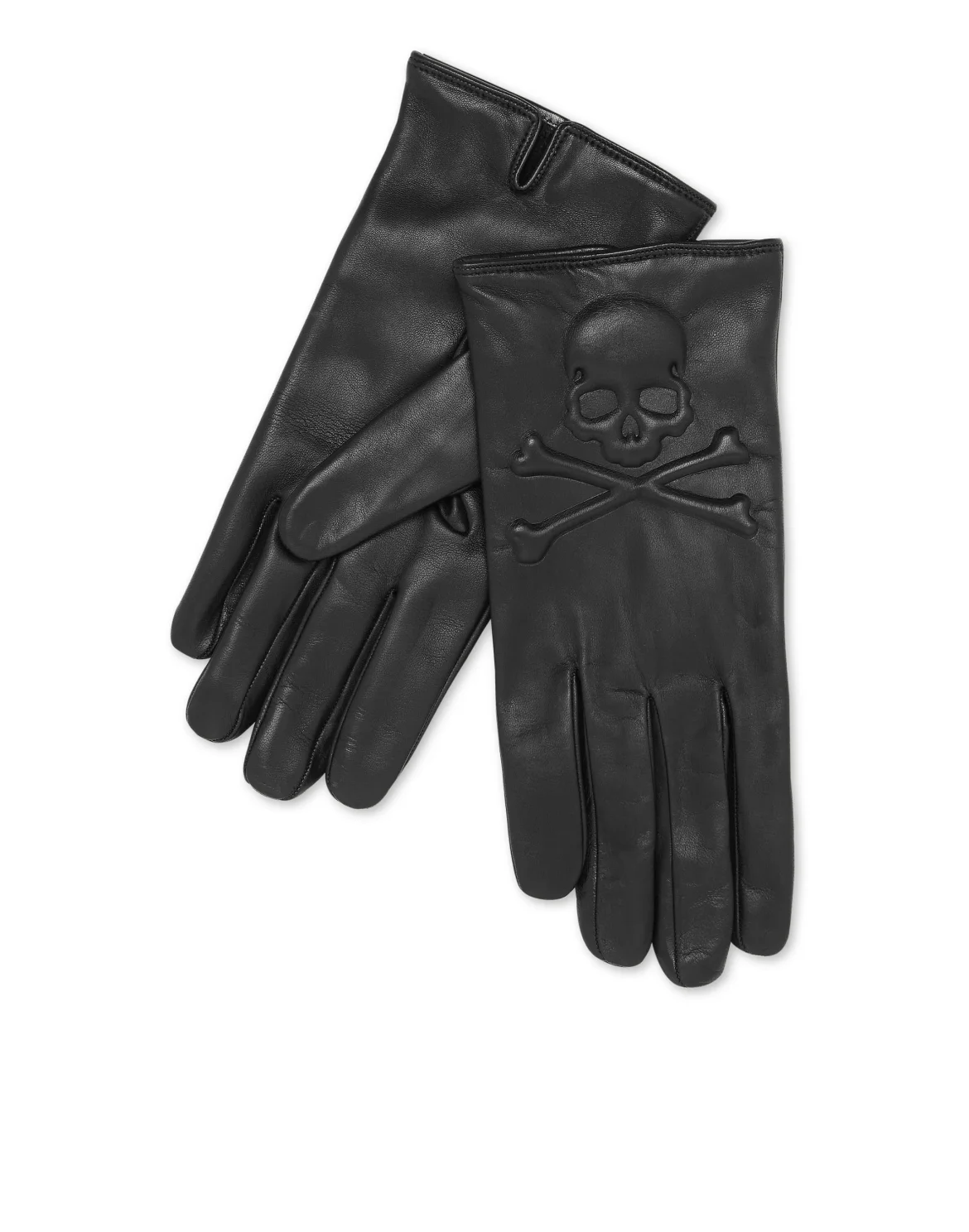 Leather Mid-Gloves Skull&Bones, цвет: Черный