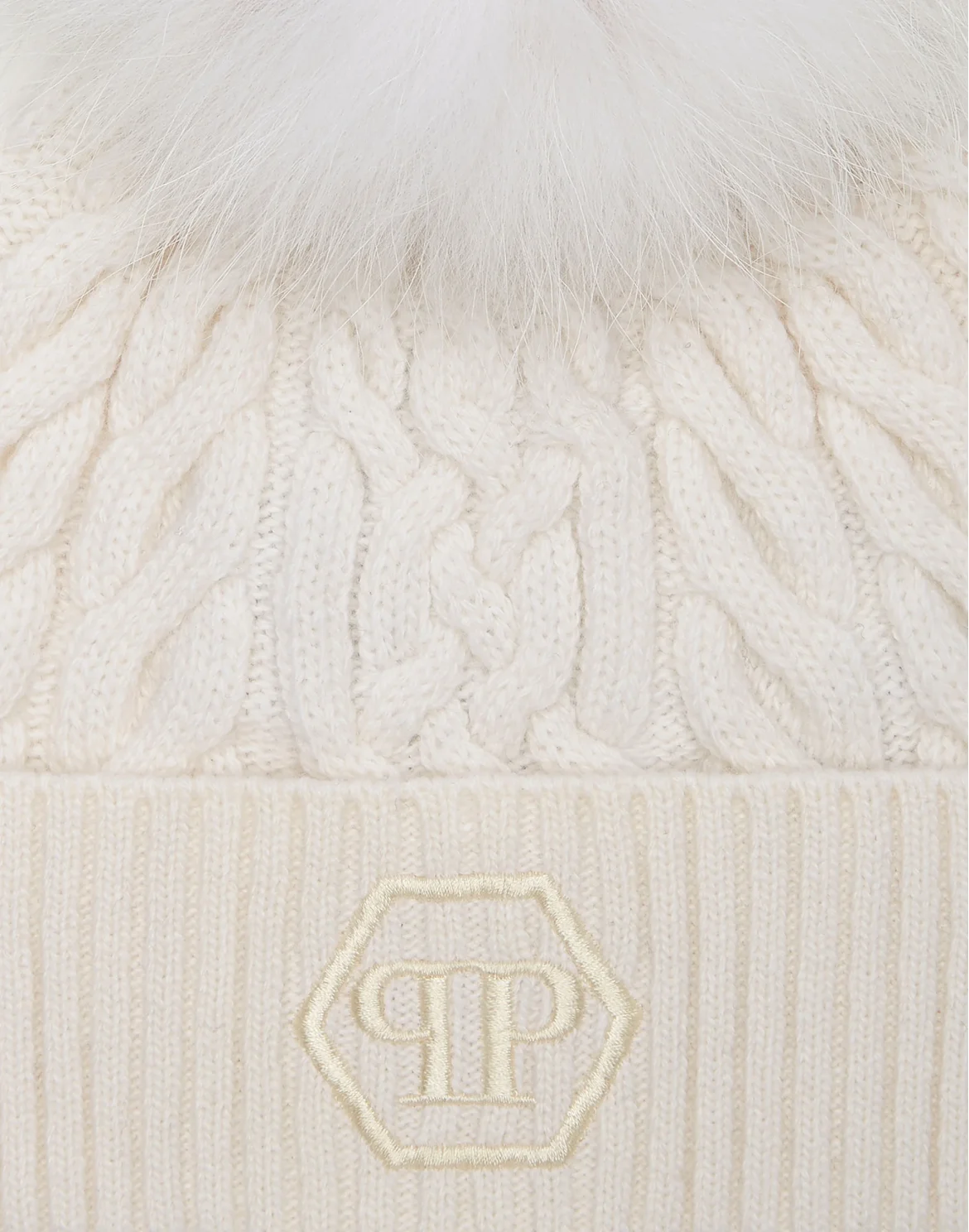 Wool Beanie with Real Fur, цвет: Белый