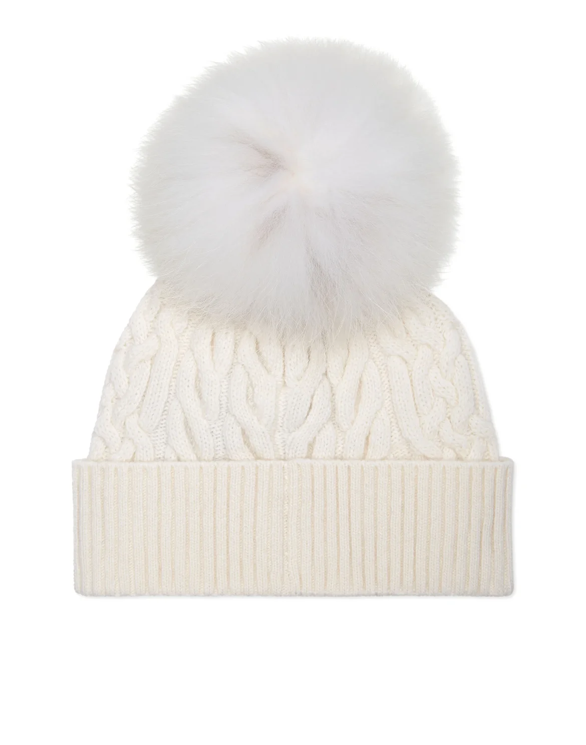 Wool Beanie with Real Fur, цвет: Белый