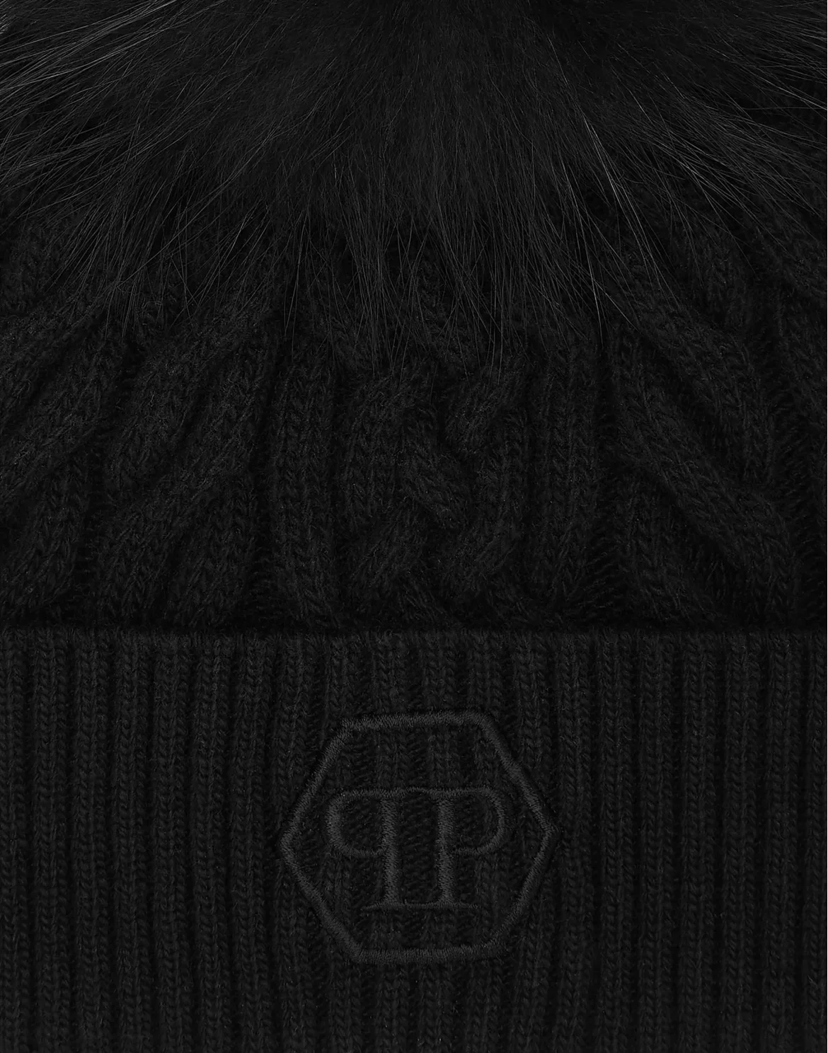 Wool Beanie with Real Fur, цвет: Черный