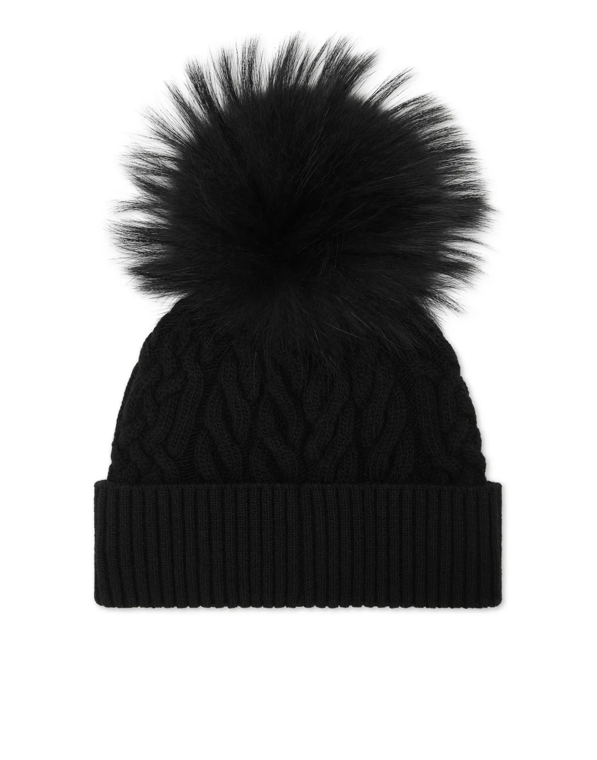 Wool Beanie with Real Fur, цвет: Черный