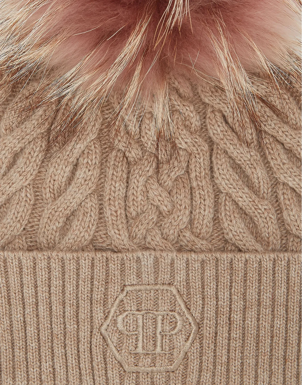 Wool Beanie with Real Fur, цвет: Бежевый