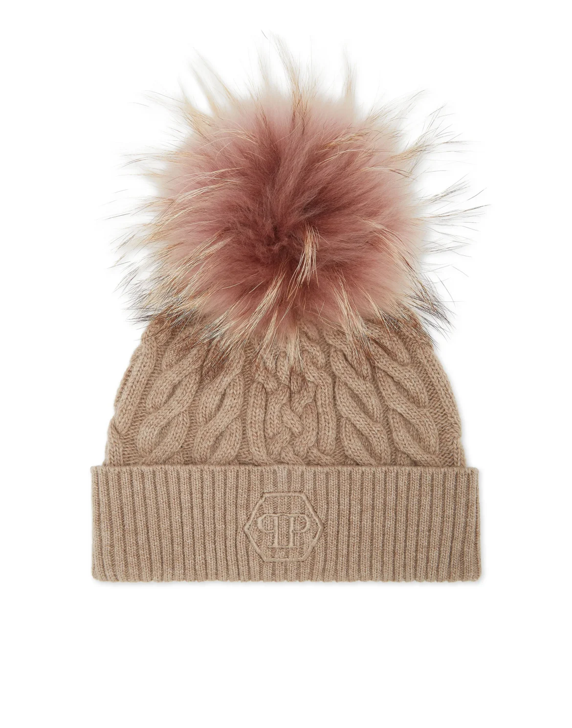 Wool Beanie with Real Fur, цвет: Бежевый