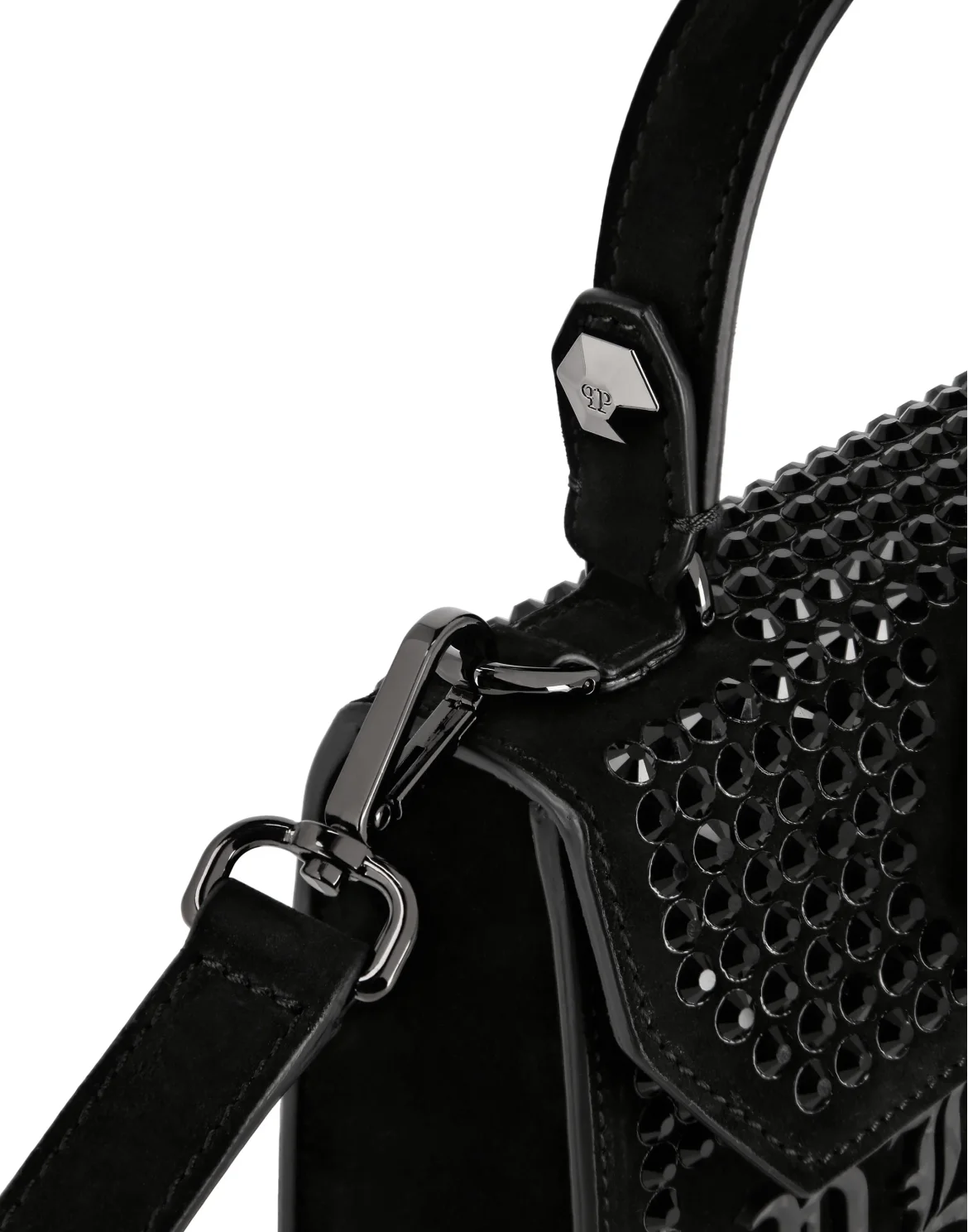 Small Suede Handle Bag Superheroine GOTHIC PLEIN, цвет: Черный