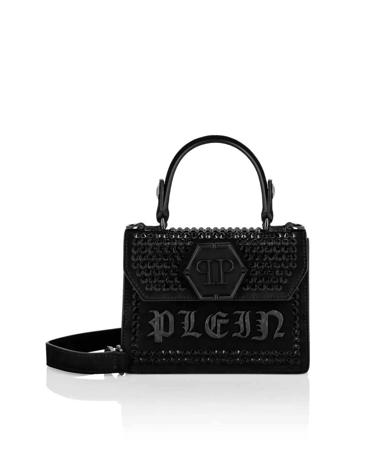 Small Suede Handle Bag Superheroine GOTHIC PLEIN, цвет: Черный