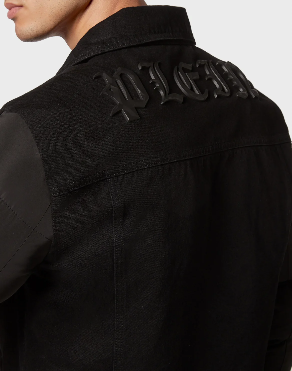 Denim Puffer Jacket Gothic Plein, цвет: Черный