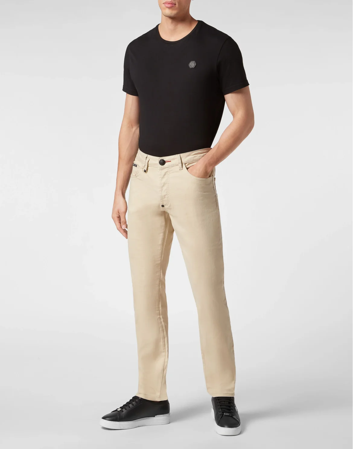 Embroidered Denim Trousers Super Straight Cut Paisley Bandana, цвет: Бежевый
