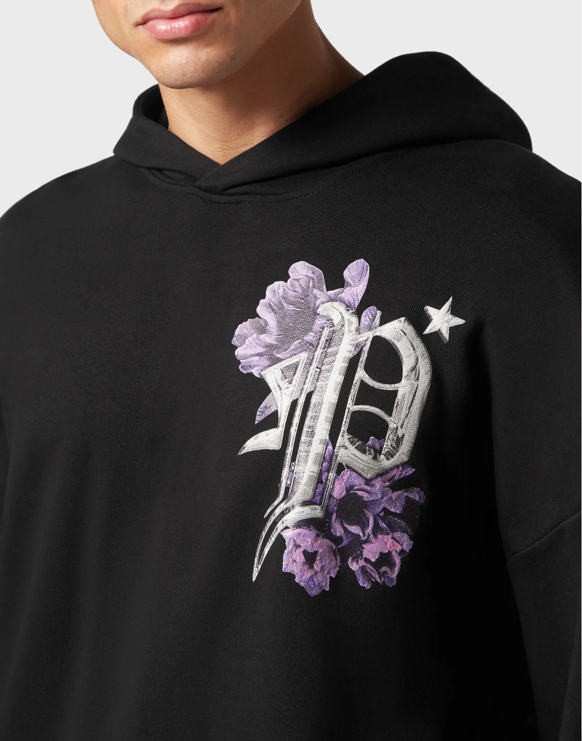 Hoodie sweatshirt Flowers, цвет: Черный