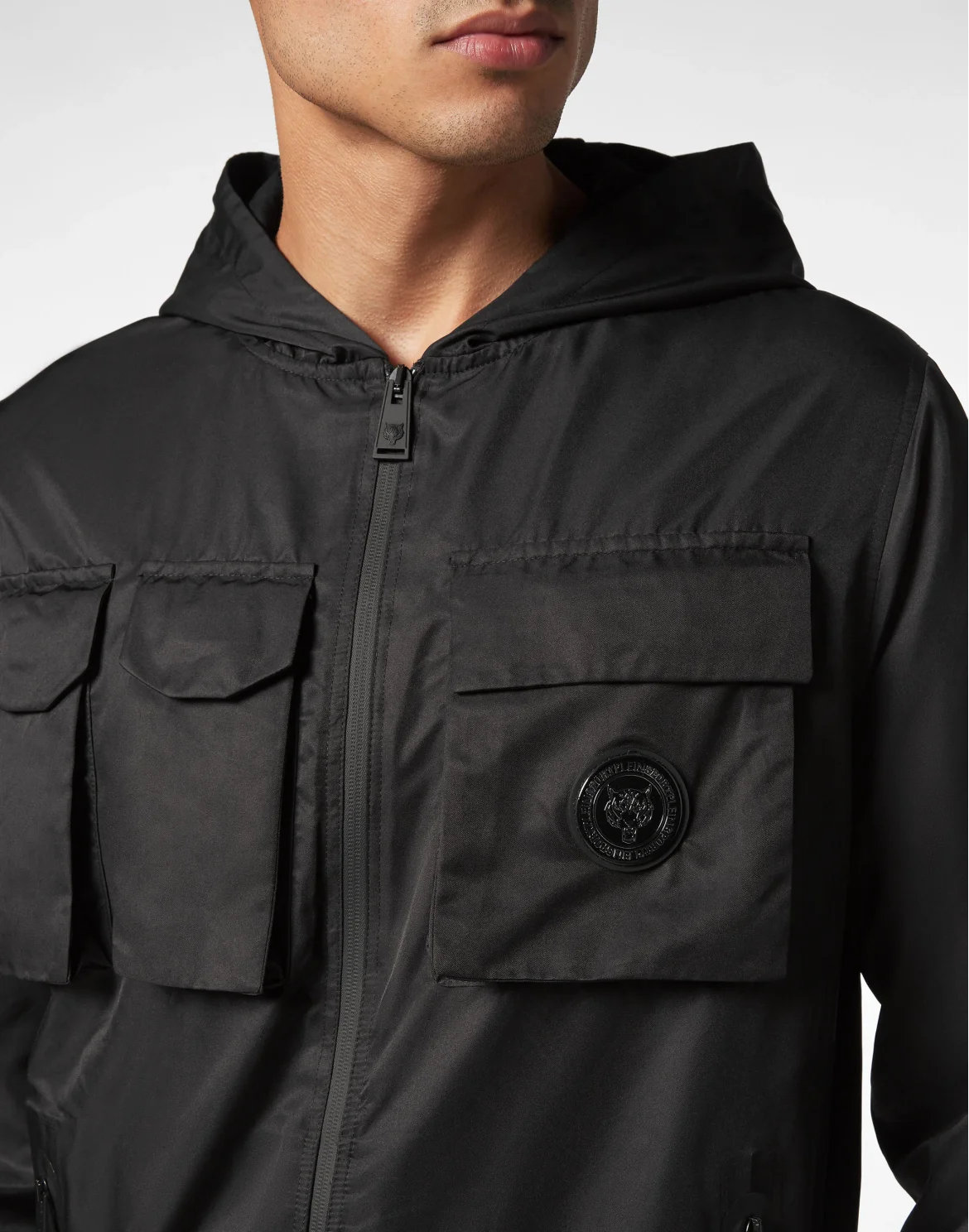 Nylon Jogging Tracksuit: Hoodie Jacket /Trousers Multi Pockets, цвет: Черный