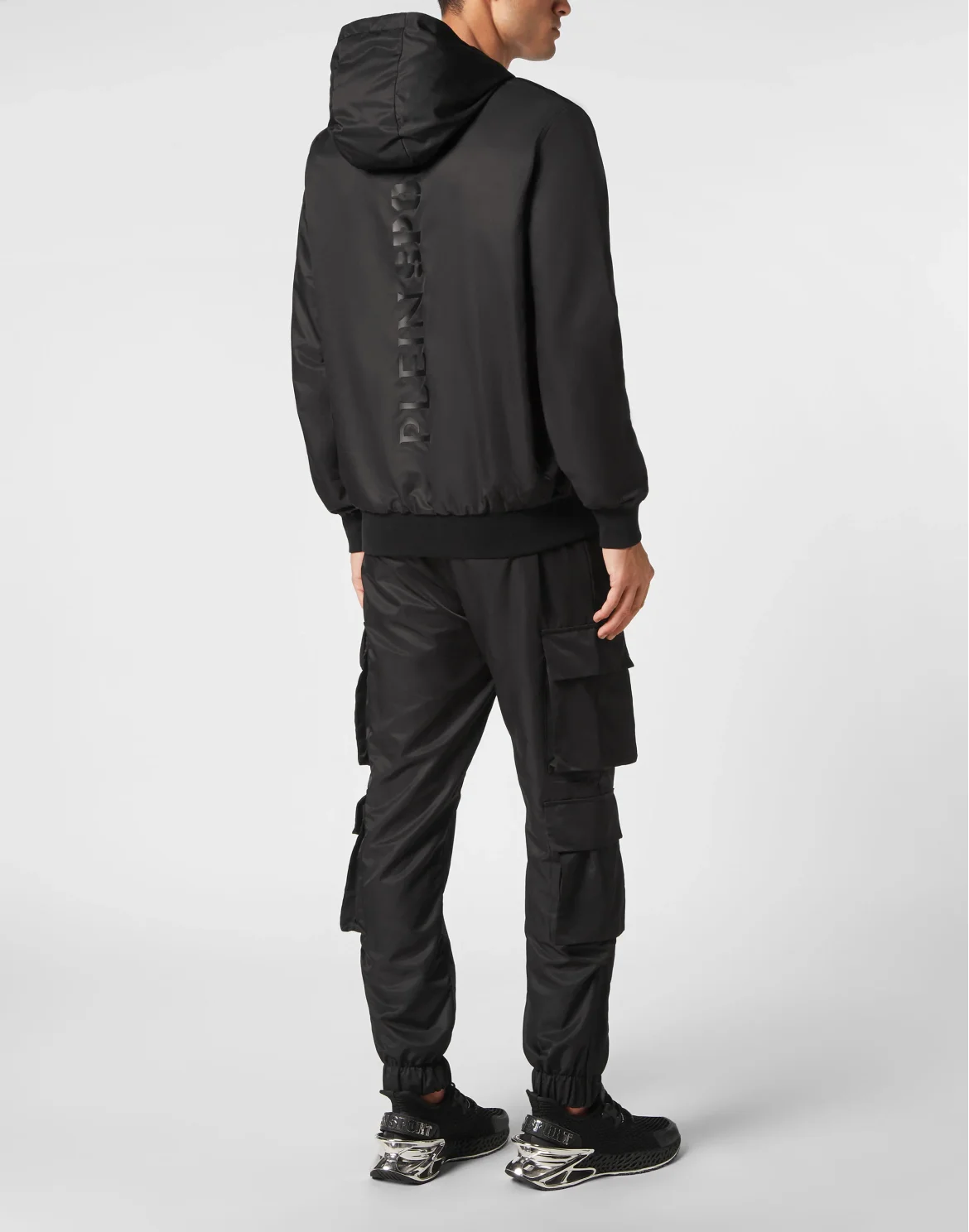 Nylon Jogging Tracksuit: Hoodie Jacket /Trousers Multi Pockets, цвет: Черный