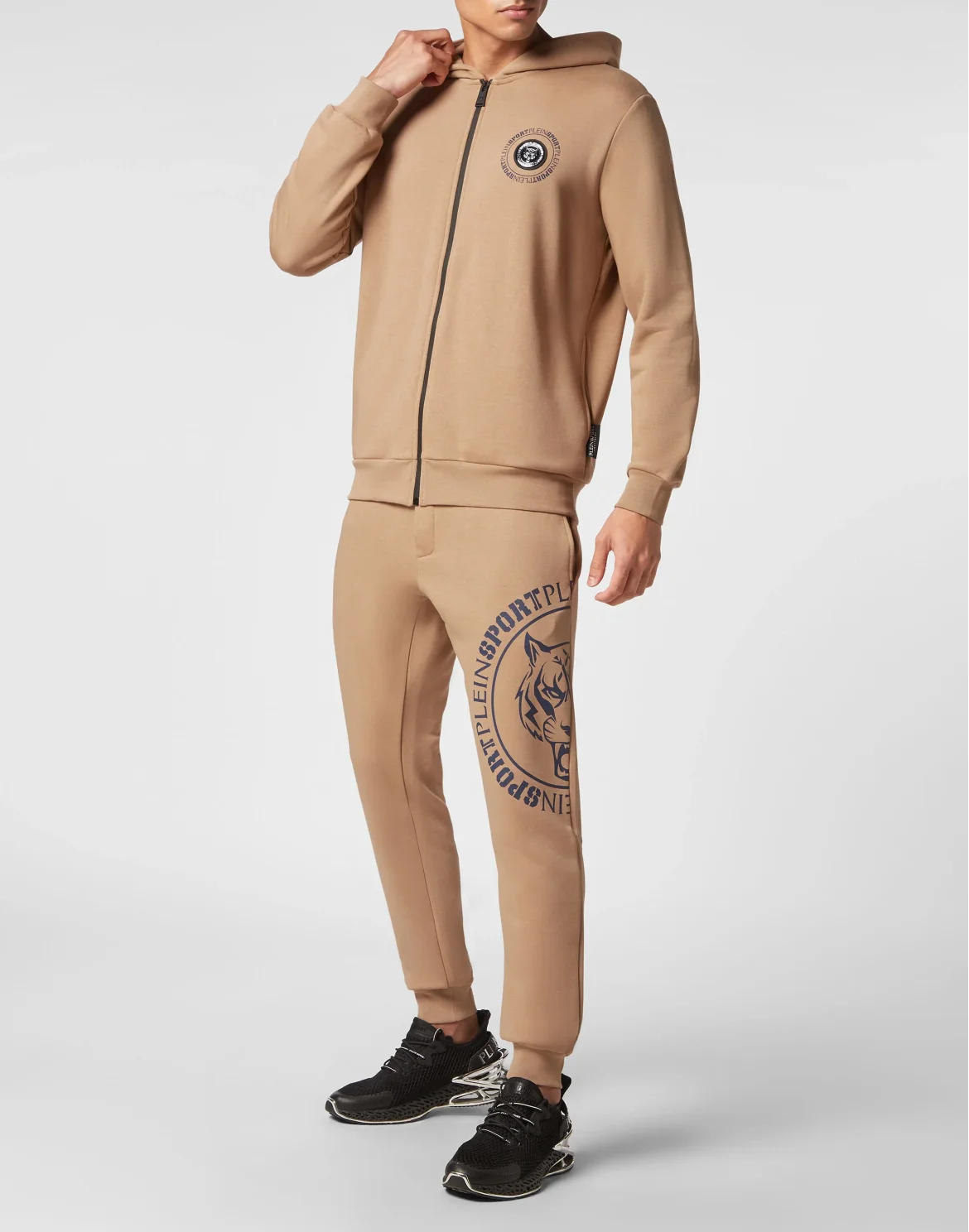 Jogging Tracksuit: Hoodie Sweatjacket/Trousers Tiger, цвет: Бежевый