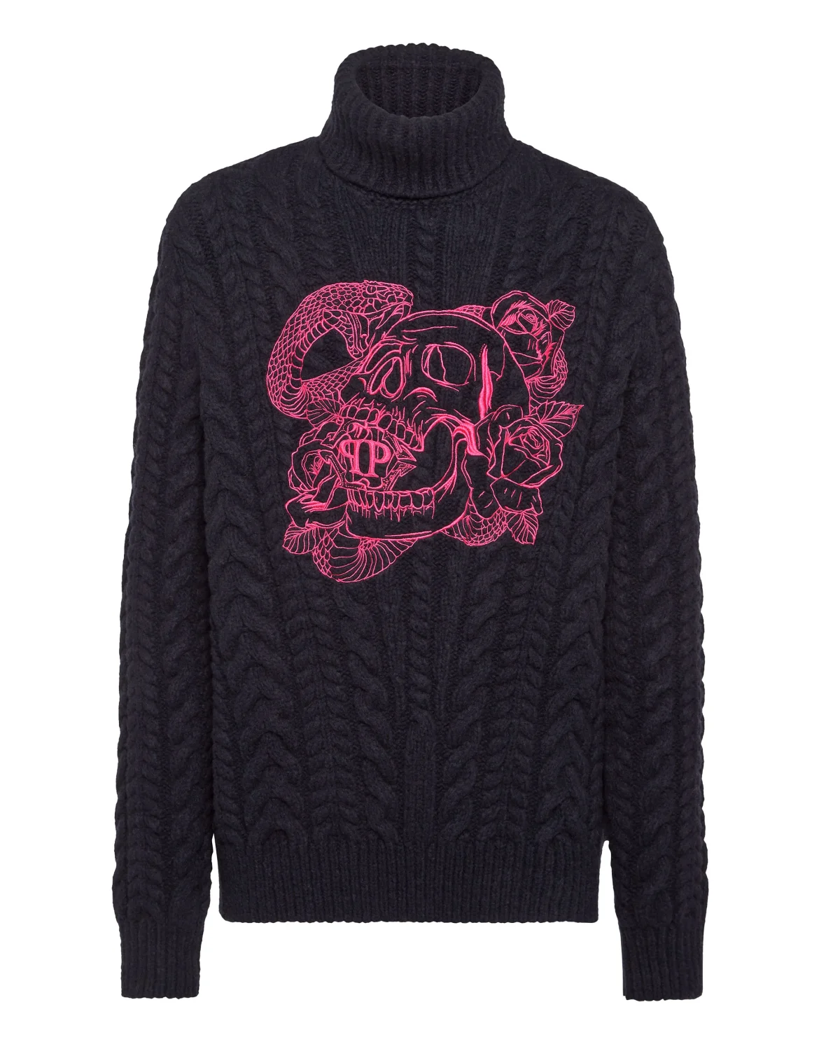 Wool Comfort Cable Knit Turtleneck LS Skull, цвет: Синий