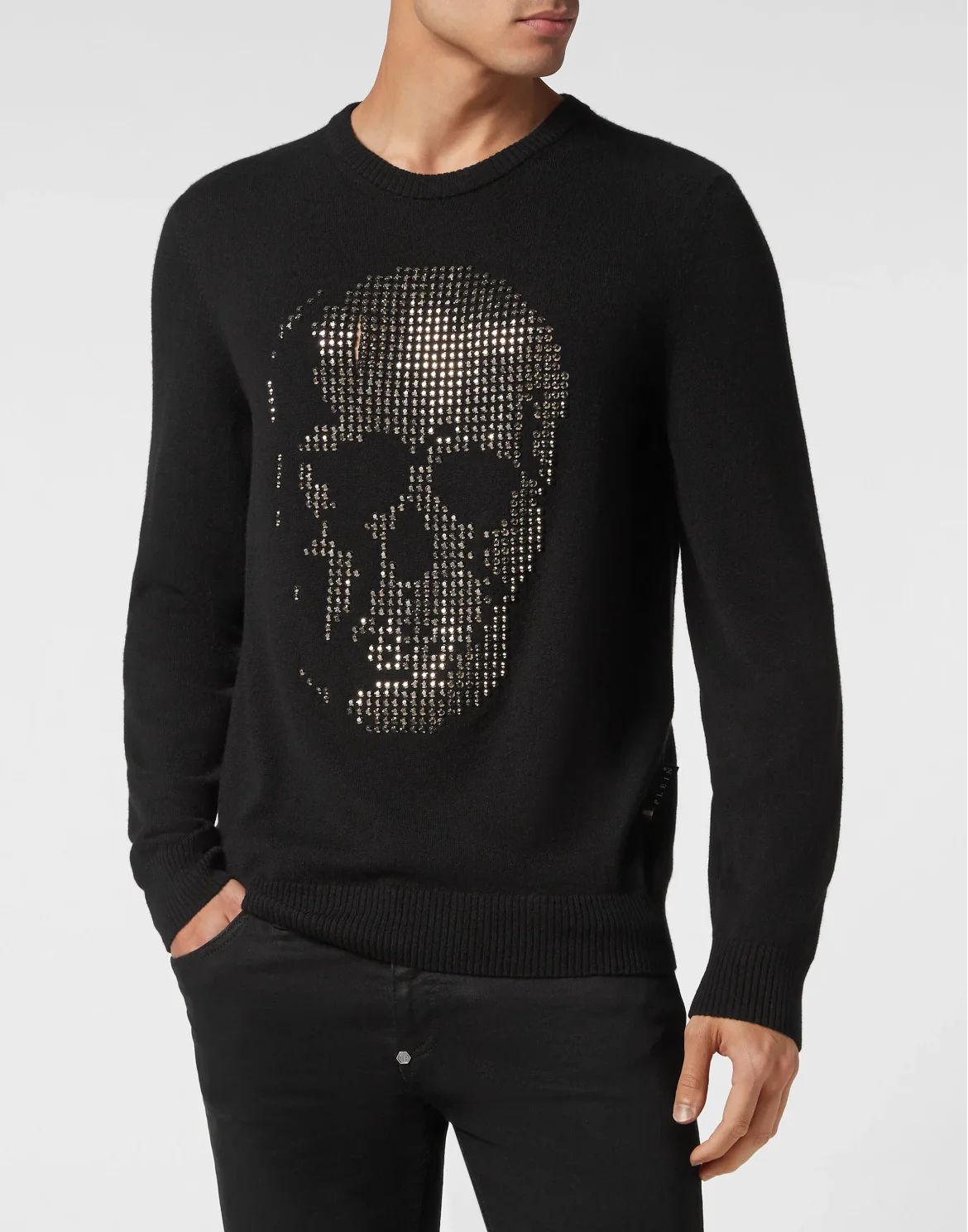 Cashmere Pullover Round Neck LS Skull strass, цвет: Черный