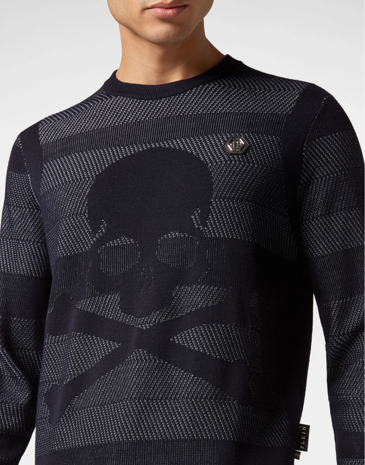 Wool/Silk Pullover Round Neck  LS Skull&Bones, цвет: Синий