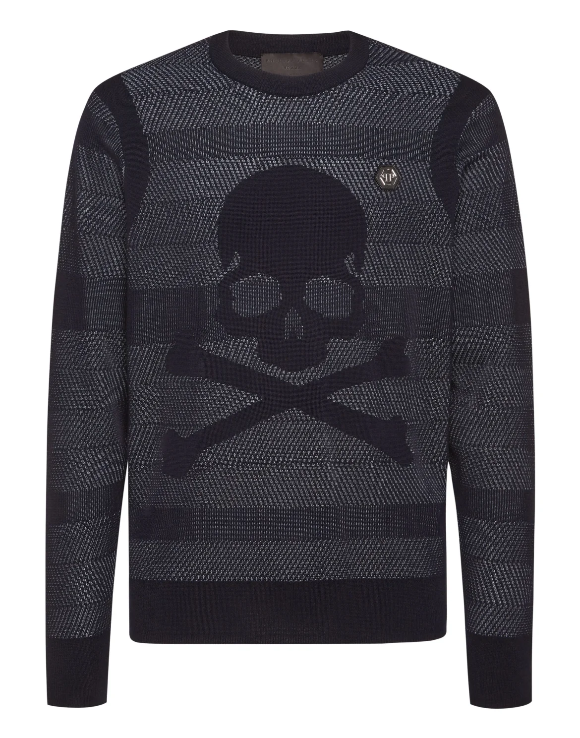 Wool/Silk Pullover Round Neck  LS Skull&Bones, цвет: Синий