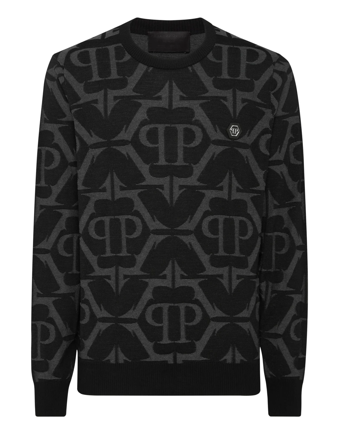 Wool and Silk Pullover Round Neck LS Chrome, цвет: Черный