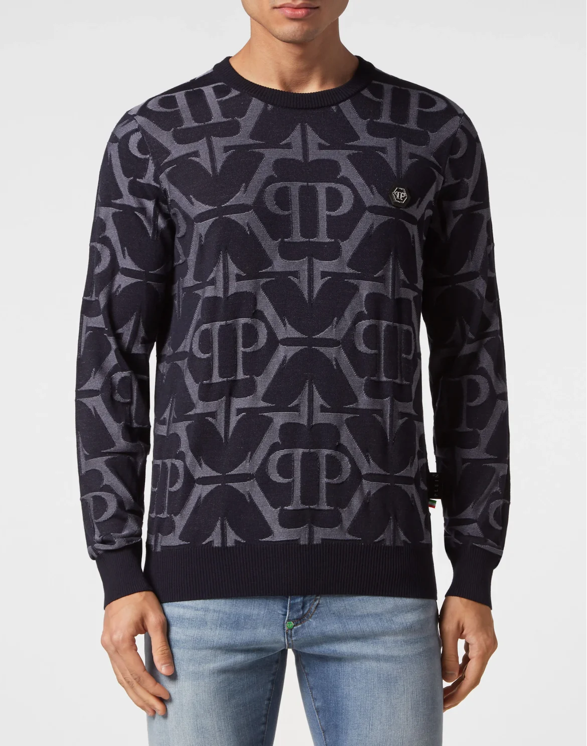 Wool and Silk Pullover Round Neck LS Chrome, цвет: Синий