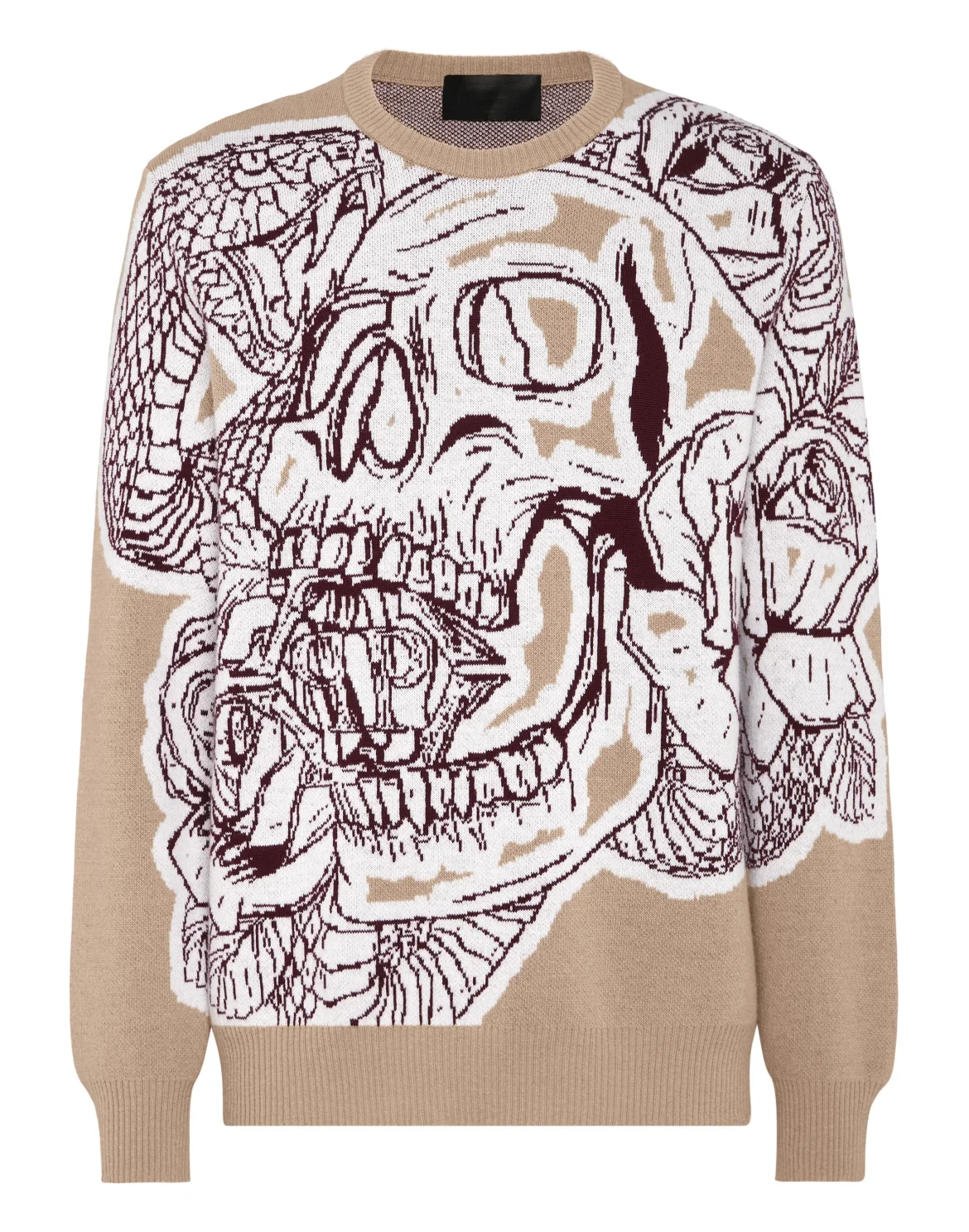Lambswool Pullover Round Neck LS Skull, цвет: Бежевый