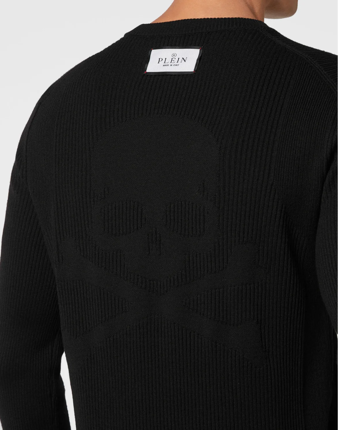 Merino Wool Pullover Round Neck LS Skull&Bones, цвет: Черный