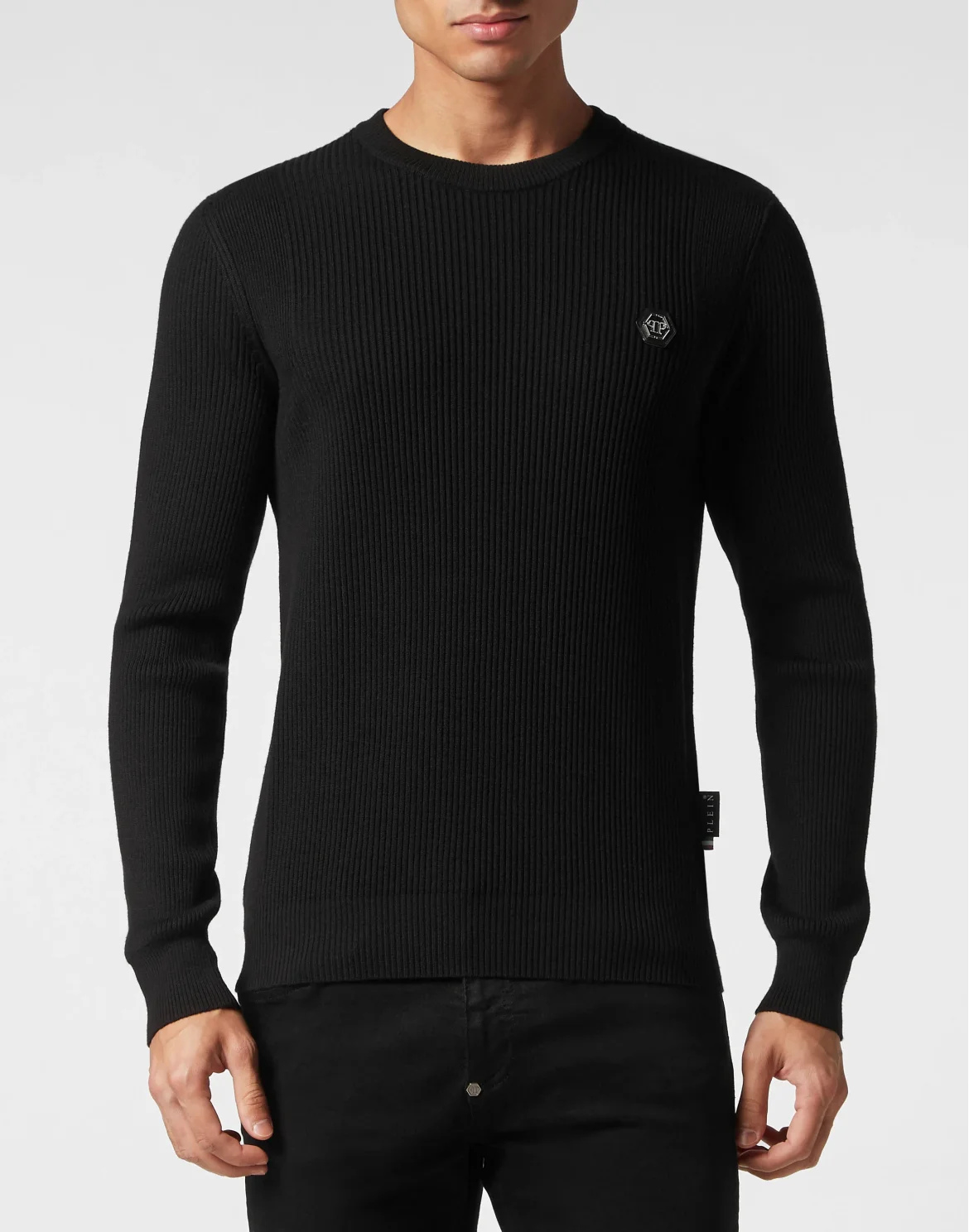 Merino Wool Pullover Round Neck LS Skull&Bones, цвет: Черный