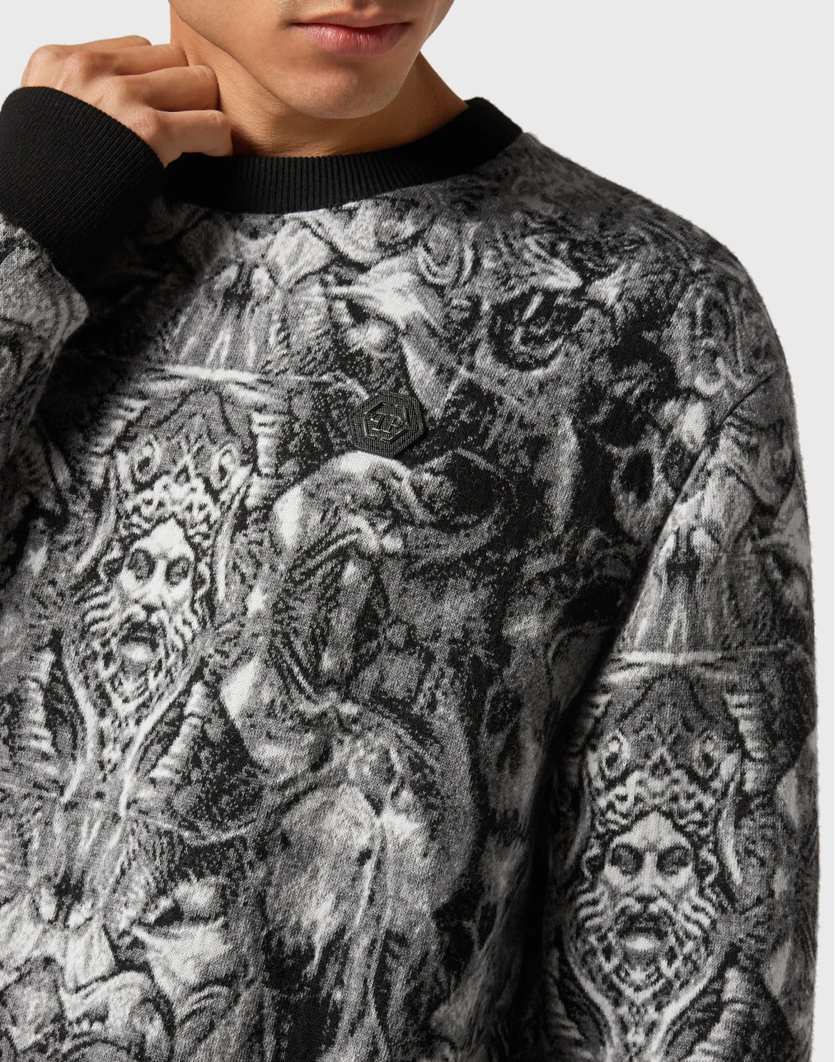 Knit Pullover Round Neck LS Tattoo, цвет: Черный