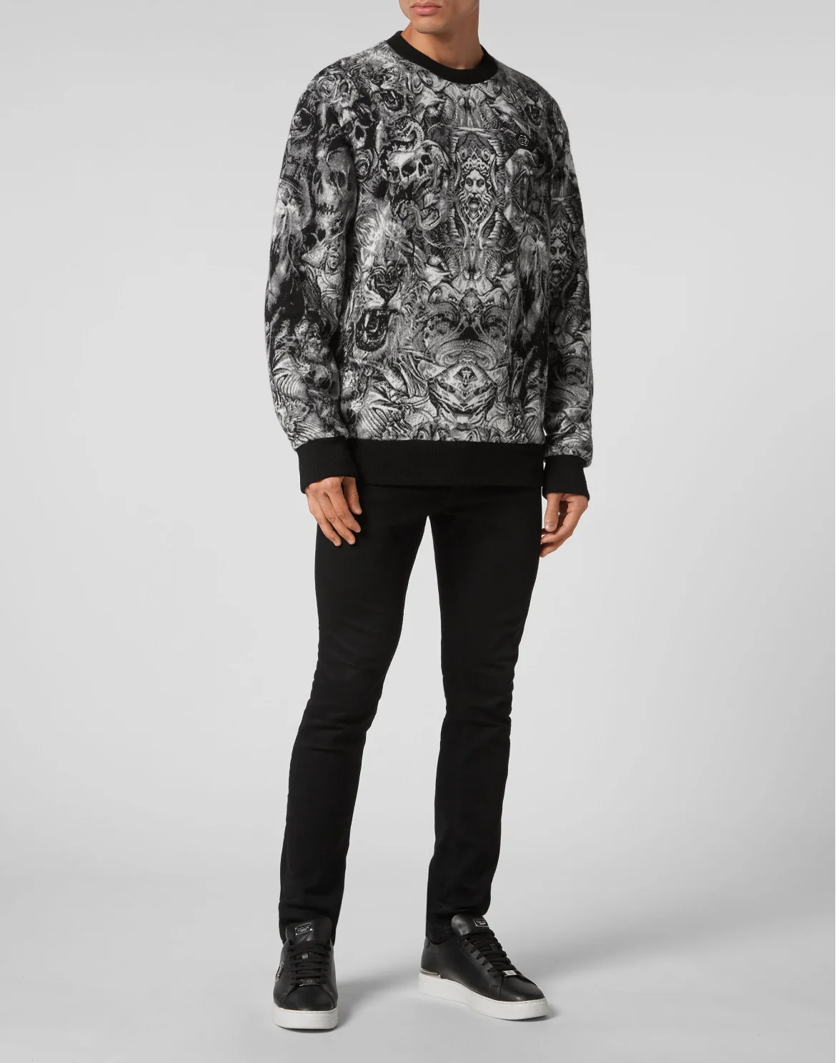 Knit Pullover Round Neck LS Tattoo, цвет: Черный