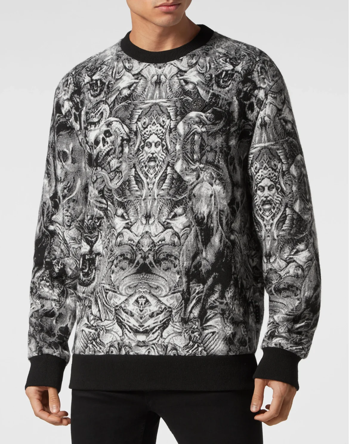 Knit Pullover Round Neck LS Tattoo, цвет: Черный