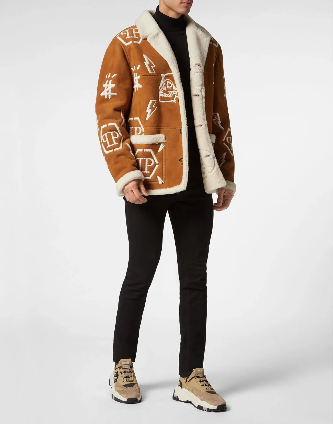 Shearling Long Coat Monogram, цвет: Бежевый