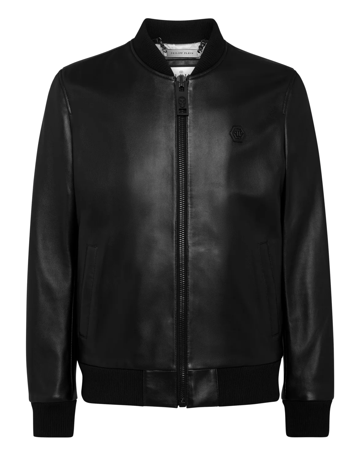 Leather Bomber with Crystals Skull&Bones, цвет: Черный
